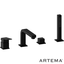 Artema - Artema Minimax Square 4 Delikli Küvet Bataryası, El Duşlu, Mat Siyah