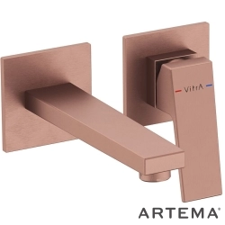Artema - Artema Minimax Square Ankastre Lavabo Bataryası, Kısa, Fırçalı Bakır (Sıva Üstü Grubu) - A4359224