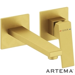 Artema - Artema Minimax Square Ankastre Lavabo Bataryası, Uzun, Fırçalı Altın (Sıva Üstü Grubu) - A4359325