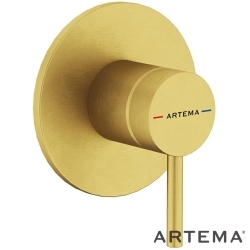 Artema - Artema Minimax Round Ankastre Duş Bataryası, Fırçalı Altın (Minibox Sıva Üstü Grubu) - A4371025