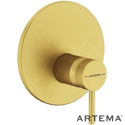 Artema - Artema Minimax Round Ankastre Duş Bataryası, Fırçalı Altın (V-Box Sıva Üstü Grubu) - A4371125