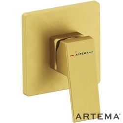 Artema - Artema Minimax Square Ankastre Duş Bataryası, Fırçalı Altın (Minibox Sıva Üstü Grubu) - A4373325