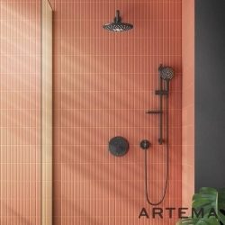 Artema - Artema Bliss 3F Sürgülü El Duşu Takımı, Mat Siyah