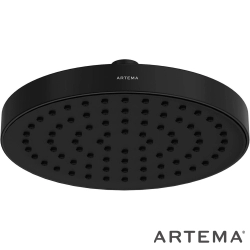 Artema - Artema Base Round Duş Başlığı, 20 cm, Tek Fonksiyonlu, Mat Siyah