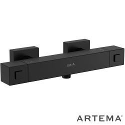 Artema - Artema Base Square Termostatik Duş Bataryası, Mat Siyah - A4730136