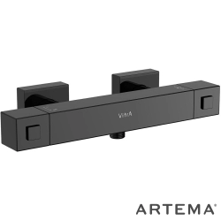 Artema - Artema Base Square Termostatik Duş Bataryası, Parlak Siyah - A4730139