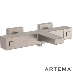Artema - Artema Base Square Termostatik Banyo Bataryası, Fırçalı Nikel - A4730234