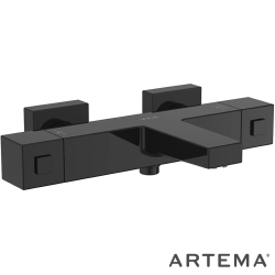 Artema - Artema Base Square Termostatik Banyo Bataryası, Parlak Siyah - A4730239