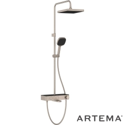 Artema - Artema Core Square 250 Duş Kolonu ve Termostatik Banyo Bataryası Sistemi, Fırçalı Nikel - A4731034