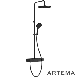 Artema - Artema Core Round 250 Duş Kolonu ve Termostatik Duş Bataryası Sistemi, Mat Siyah - A4731136