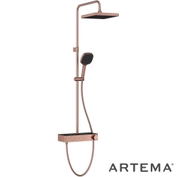 Artema - Artema Core Square 250 Duş Kolonu ve Termostatik Duş Bataryası Sistemi, Fırçalı Bakır - A4731224