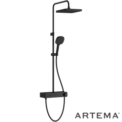 Artema - Artema Core Square 250 Duş Kolonu ve Termostatik Duş Bataryası Sistemi, Mat Siyah - A4731236