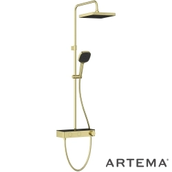 Artema - Artema Core Square 250 Duş Kolonu ve Termostatik Duş Bataryası Sistemi, Soft Altın - A4731274