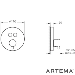 Artema - Artema AquaHeat Termostatik Ankastre Banyo Bataryası (Sıva Üstü Grubu), Fırçalı Altın