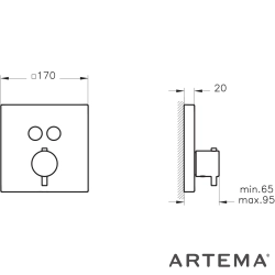 Artema - Artema AquaHeat Termostatik Ankastre Banyo Bataryası (Sıva Üstü Grubu), Fırçalı Altın