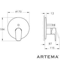Artema - Artema Flow Soft Ankastre Banyo Bataryası, Mat Siyah (V-Box Sıva Üstü Grubu)