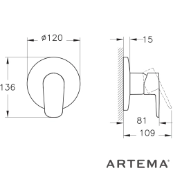 Artema - Artema Flow Soft Ankastre Duş Bataryası, Mat Siyah (Sıva Üstü Grubu)