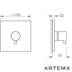 Artema - Artema Flow Square Ankastre 3 Yollu Yönlendirici, Fırçalı Bakır (V-Box Sıva Üstü Grubu)