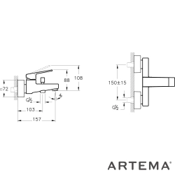 Artema - Artema Minimax Square Banyo Bataryası, Soft Altın