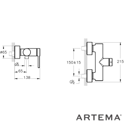 Artema - Artema Minimax Round Duş Bataryası, Fırçalı Nikel