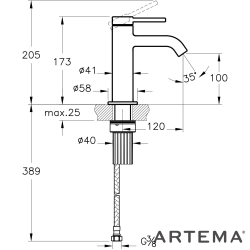 Artema - Artema Minimax Round Lavabo Bataryası, Mat Siyah