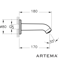 Artema - Artema Minimax Round Çıkış Ucu, Fırçalı Nikel