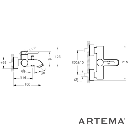 Artema - Artema Minimax Round Banyo Bataryası, Fırçalı Nikel