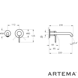 Artema - Artema Minimax Round Ankastre Lavabo Bataryası, Uzun, Mat Siyah (Sıva Üstü Grubu)