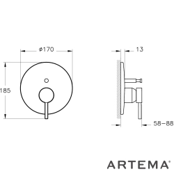 Artema - Artema Minimax Round Ankastre Banyo Bataryası, Fırçalı Altın (V-Box Sıva Üstü Grubu)