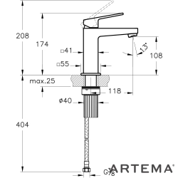 Artema - Artema Minimax Square Lavabo Bataryası, Fırçalı Bakır