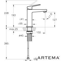 Artema - Artema Minimax Square Yüksek Lavabo Bataryası, Fırçalı Bakır