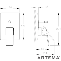Artema - Artema Minimax Square Ankastre Banyo Bataryası, Soft Altın (Minibox Sıva Üstü Grubu)