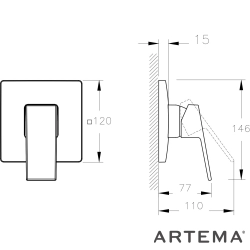 Artema - Artema Minimax Square Ankastre Duş Bataryası (Minibox Sıva Üstü Grubu)