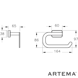 Artema - Artema Flow Kapaksız Tuvalet Kağıtlığı, Mat Siyah