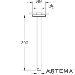 Artema - Artema Tavandan Dirsek (Uzun), Parlak Siyah