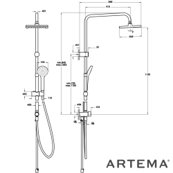 Artema - Artema Joy Square 200 Duş Kolonu, Mat Siyah