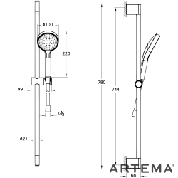 Artema - Artema Base Round 1F Sürgülü El Duşu Takımı