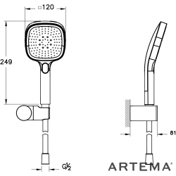 Artema - Artema Core Square 3F El Duşu Takımı, Soft Bakır