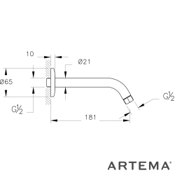 Artema - Artema Duvardan Dirsek, Mat Siyah (Kısa)
