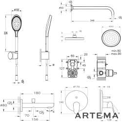 Artema - Artema Flow Round Ankastre Banyo Seti