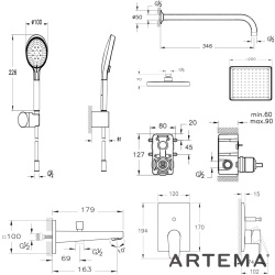 Artema - Artema Flow Square Ankastre Banyo Seti