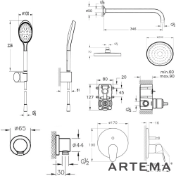 Artema - Artema Flow Round Ankastre Banyo Seti