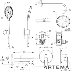 Artema - Artema Root Round Ankastre Banyo Seti, Mat Siyah