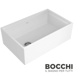 Bocchi - BOCCHI Conptempo Step Rim Seramik Eviye, 76 cm, Parlak Beyaz