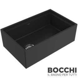 Bocchi - BOCCHI Conptempo Step Rim Seramik Eviye, 76 cm, Mat Siyah