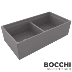 Bocchi - BOCCHI Contempo Step Rim Çift Gözlü Seramik Eviye, 91 cm, Mat Gri