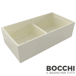 Bocchi - BOCCHI Contempo Step Rim Çift Gözlü Seramik Eviye, 91 cm, Bisküvi