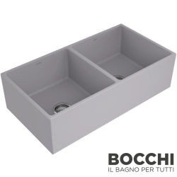 Bocchi - BOCCHI Conptempo Çift Gözlü Seramik Eviye, 91 cm, Gri