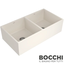 Bocchi - BOCCHI Conptempo Çift Gözlü Seramik Eviye, 91 cm, Bisküvi