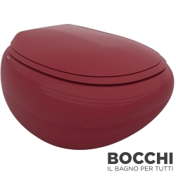 Bocchi - BOCCHI Strata Rimless Kanalsız Asma Klozet, Parlak Burgonya Bordosu